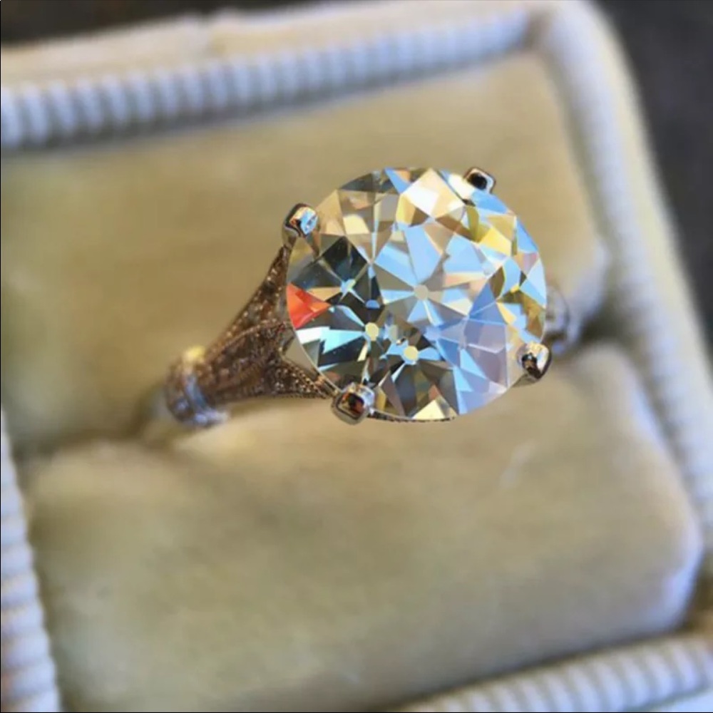 New 2 Tone 925 Silver Diamond Engagement Ring - Picture 2 of 5
